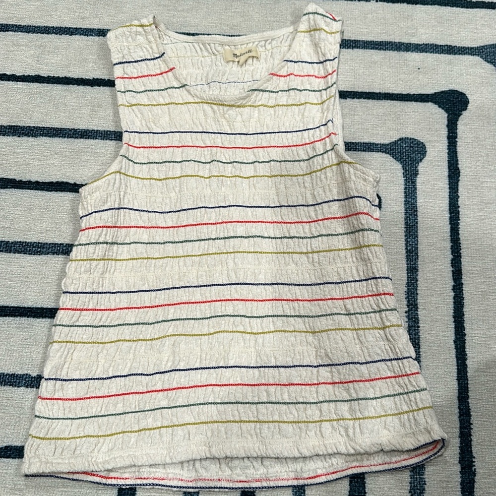Madewell - ribbed tank top. M cream, blue, yellow, green, red